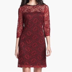 NWT Calvin Klein Red & Black Floral Lace Dress Size 12